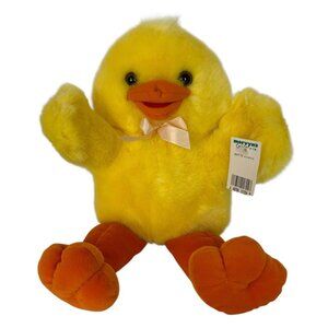 Plush Duck Hand Puppet Stuffed Animal With Orange Feet Bow Yangee Industries